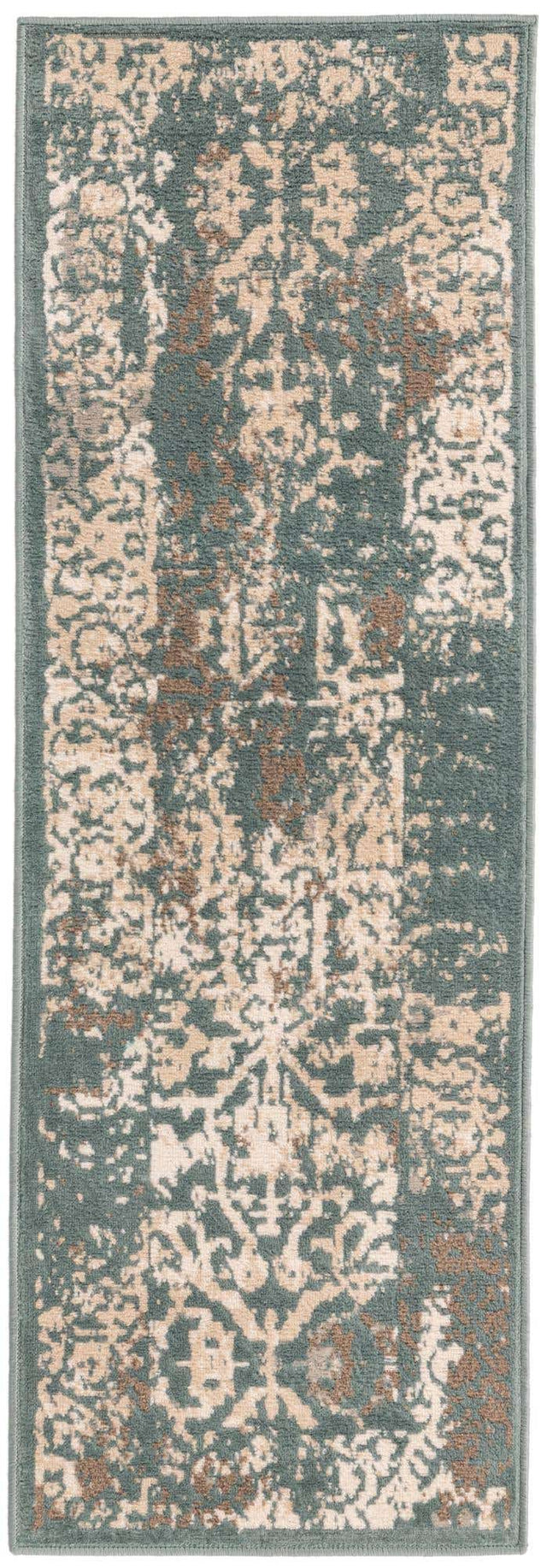 Green 2' x 6' 1 Tuareg Runner Area Rug Vintage Inspired Distressed Look Durable Easy Clean Carpet for Unique Home Interiors for Sale at Rug Engine