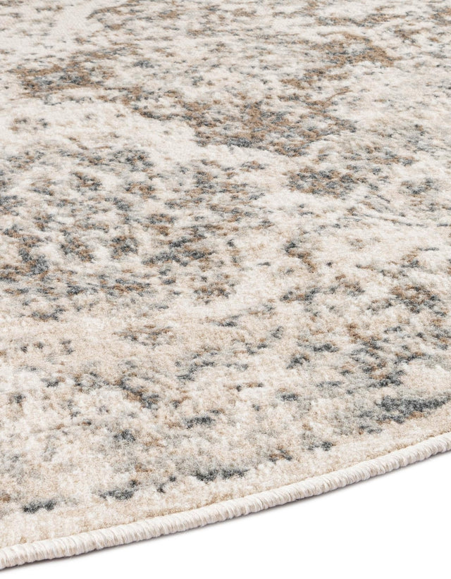 Beige 8' x 8' Tuareg Round Area Rug Vintage Inspired Distressed Look Durable Easy Clean Carpet for Unique Home Interiors for Sale at Rug Engine