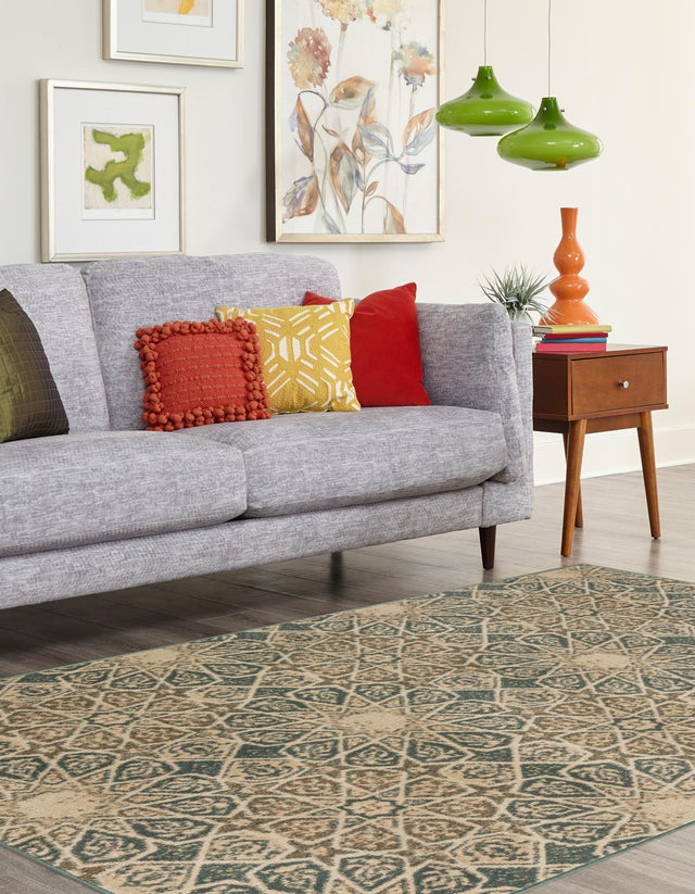 Multicolor 5' 1 x 8' Tuareg Rectangle Area Rug Vintage Inspired Distressed Look Durable Easy Clean Carpet for Unique Home Interiors for Sale at Rug Engine