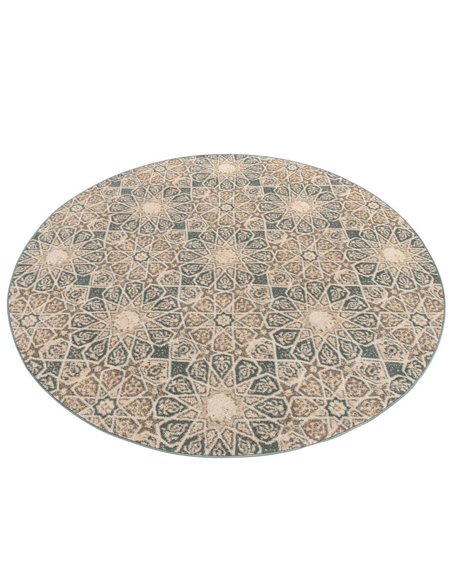 Multicolor 8' x 8' Tuareg Round Area Rug Vintage Inspired Distressed Look Durable Easy Clean Carpet for Unique Home Interiors for Sale at Rug Engine