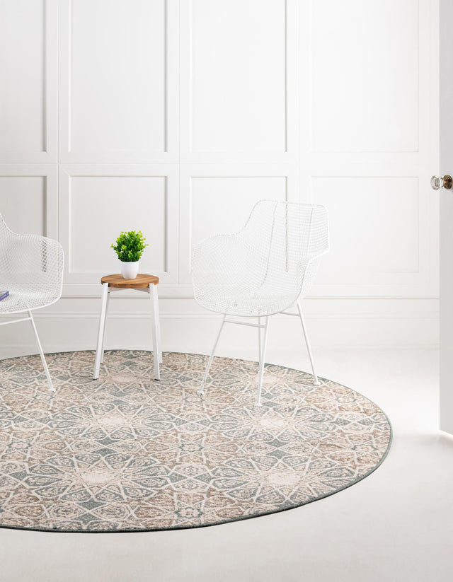 Multicolor 8' x 8' Tuareg Round Area Rug Vintage Inspired Distressed Look Durable Easy Clean Carpet for Unique Home Interiors for Sale at Rug Engine