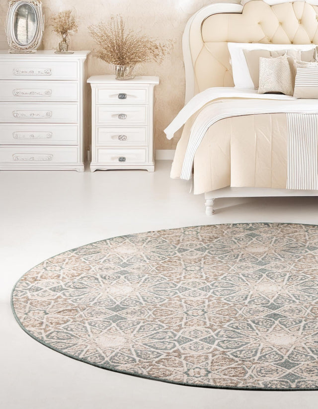 Multicolor 8' x 8' Tuareg Round Area Rug Vintage Inspired Distressed Look Durable Easy Clean Carpet for Unique Home Interiors for Sale at Rug Engine