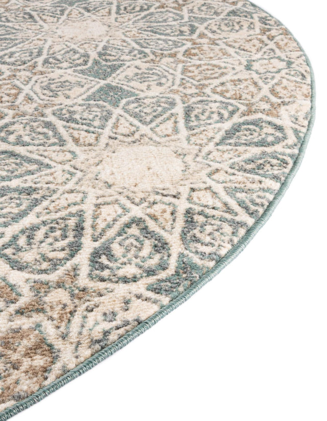 Multicolor 8' x 8' Tuareg Round Area Rug Vintage Inspired Distressed Look Durable Easy Clean Carpet for Unique Home Interiors for Sale at Rug Engine