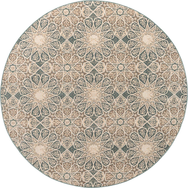 Multicolor 8' x 8' Tuareg Round Area Rug Vintage Inspired Distressed Look Durable Easy Clean Carpet for Unique Home Interiors for Sale at Rug Engine