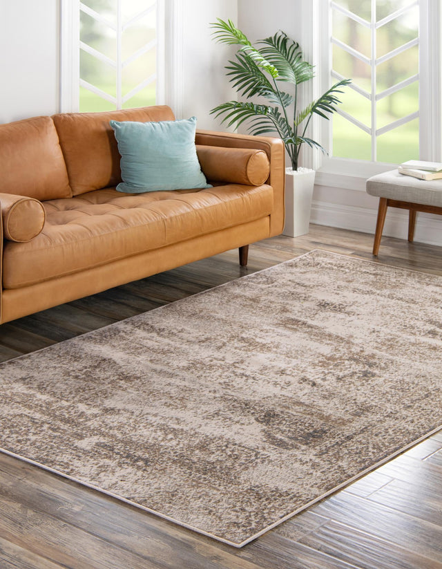 Cream 8' x 10' Tuareg Rectangle Area Rug Vintage Inspired Distressed Look Durable Easy Clean Carpet for Unique Home Interiors for Sale at Rug Engine