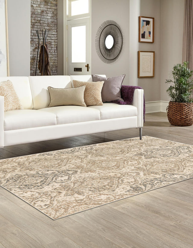 Beige 9' x 12' 2 Tuareg Rectangle Area Rug Vintage Inspired Distressed Look Durable Easy Clean Carpet for Unique Home Interiors for Sale at Rug Engine