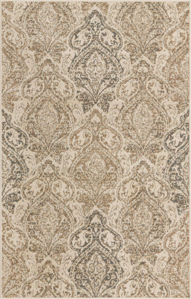 Beige 5' 1 x 8' Tuareg Rectangle Area Rug Vintage Inspired Distressed Look Durable Easy Clean Carpet for Unique Home Interiors for Sale at Rug Engine