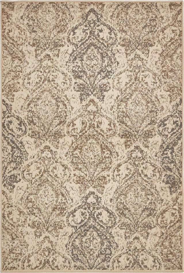 Beige 4' 1 x 6' 1 Tuareg Rectangle Area Rug Vintage Inspired Distressed Look Durable Easy Clean Carpet for Unique Home Interiors for Sale at Rug Engine