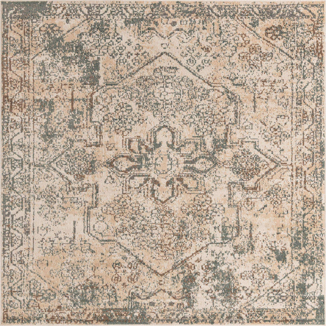 Multicolor 8' x 8' Tuareg Square Area Rug Vintage Inspired Distressed Look Durable Easy Clean Carpet for Unique Home Interiors for Sale at Rug Engine