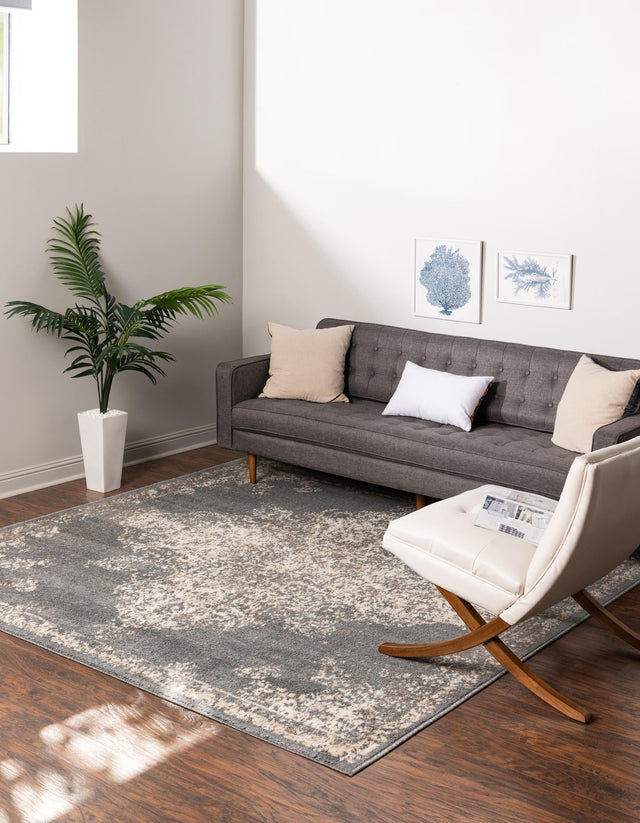 Gray 8' x 8' Tuareg Square Area Rug Vintage Inspired Distressed Look Durable Easy Clean Carpet for Unique Home Interiors for Sale at Rug Engine