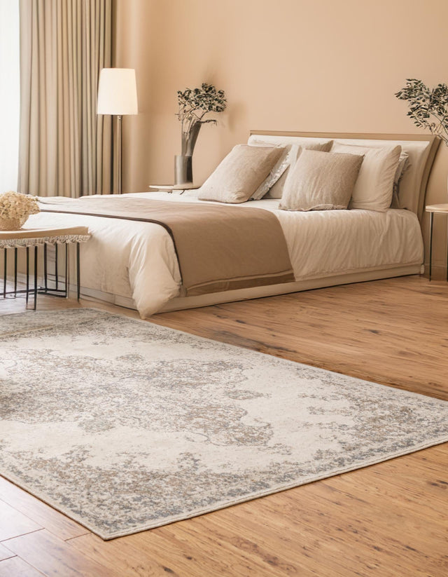 Cream 9' x 12' 2 Tuareg Rectangle Area Rug Vintage Inspired Distressed Look Durable Easy Clean Carpet for Unique Home Interiors for Sale at Rug Engine