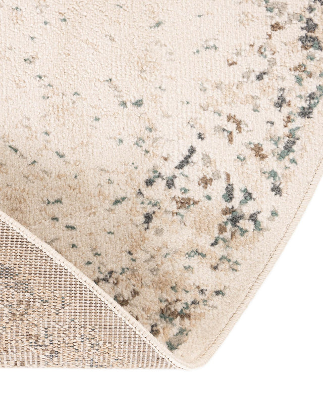 Cream 8' x 8' Tuareg Round Area Rug Vintage Inspired Distressed Look Durable Easy Clean Carpet for Unique Home Interiors for Sale at Rug Engine