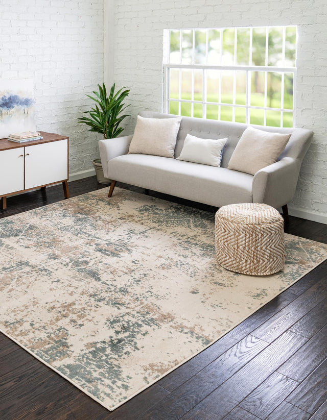 Beige 8' x 8' Tuareg Square Area Rug Vintage Inspired Distressed Look Durable Easy Clean Carpet for Unique Home Interiors for Sale at Rug Engine