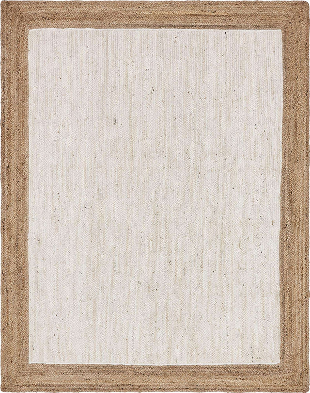 White 8' x 10' Braided Jute Rectangle Area Rug 100% Jute Hand Braided Natural Eco-Friendly Boho Style Carpet for Living Rooms Dining Office Space Dorms for Sale at Rug Engine