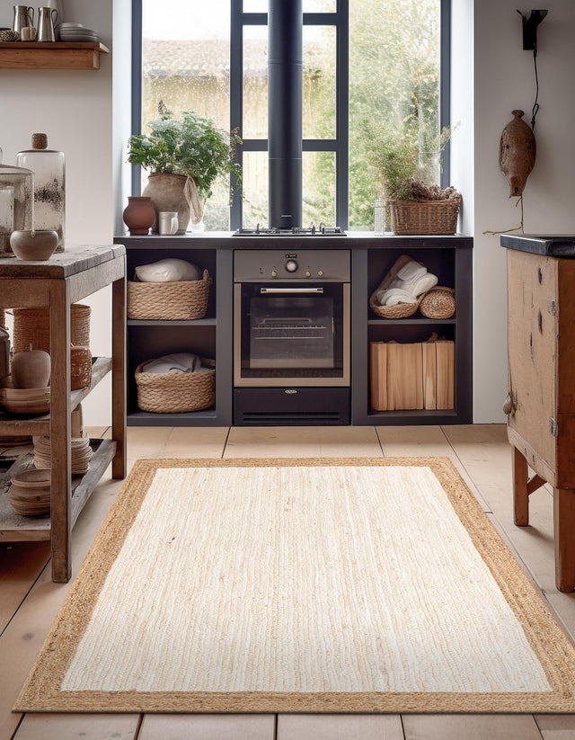 White 6' 1 x 9' Braided Jute Rectangle Area Rug 100% Jute Hand Braided Natural Eco-Friendly Boho Style Carpet for Living Rooms Dining Office Space Dorms for Sale at Rug Engine
