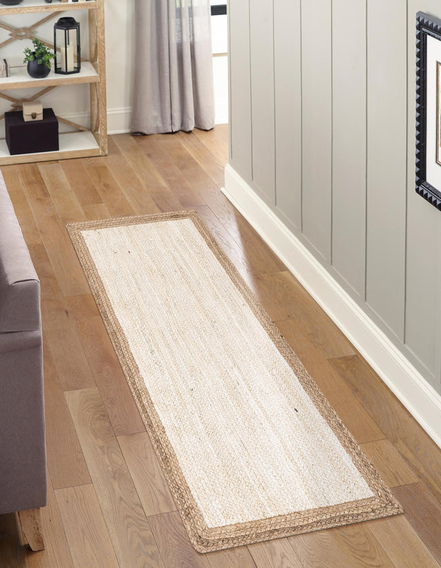 White 2' 7 x 6' 1 Braided Jute Runner Area Rug 100% Jute Hand Braided Natural Eco-Friendly Boho Style Carpet for Living Rooms Dining Office Space Dorms for Sale at Rug Engine