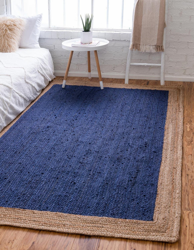 Navy Blue 2' x 3' 1 Braided Jute Rectangle Area Rug 100% Jute Hand Braided Natural Eco-Friendly Boho Style Carpet for Living Rooms Dining Office Space Dorms for Sale at Rug Engine