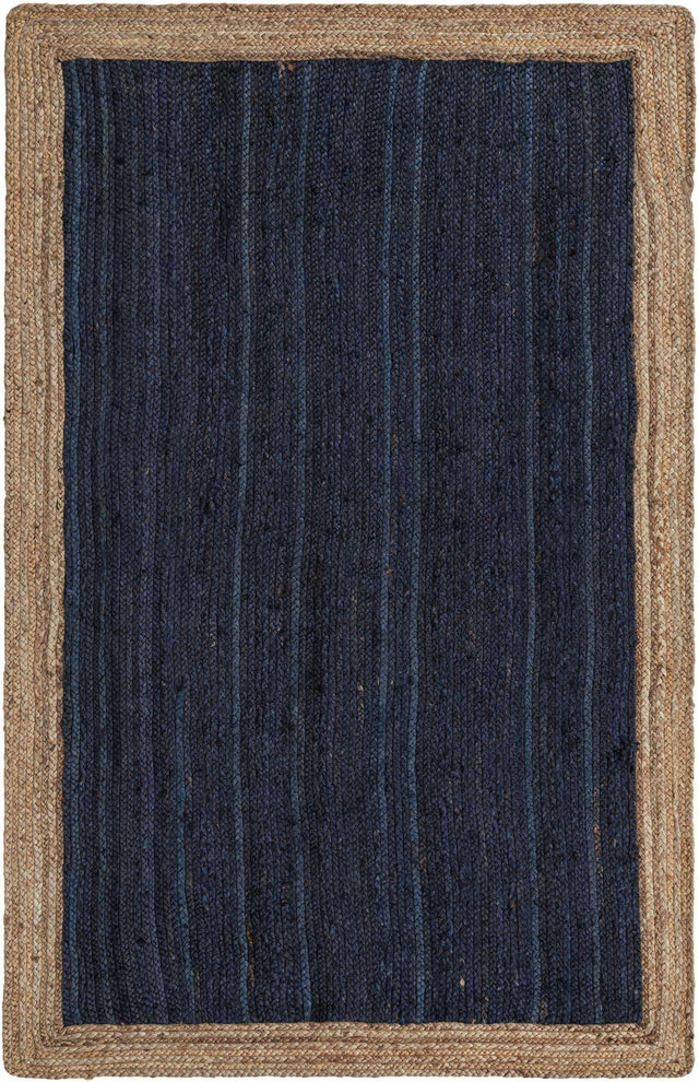 Navy Blue 5' 1 x 8' Braided Jute Rectangle Area Rug 100% Jute Hand Braided Natural Eco-Friendly Boho Style Carpet for Living Rooms Dining Office Space Dorms for Sale at Rug Engine