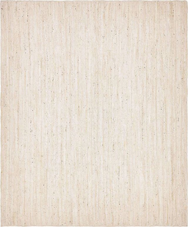 White 8' x 10' Braided Jute Rectangle Area Rug 100% Jute Hand Braided Natural Eco-Friendly Boho Style Carpet for Living Rooms Dining Office Space Dorms for Sale at Rug Engine