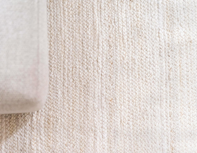 White 4' 1 x 6' 1 Braided Jute Rectangle Area Rug 100% Jute Hand Braided Natural Eco-Friendly Boho Style Carpet for Living Rooms Dining Office Space Dorms for Sale at Rug Engine