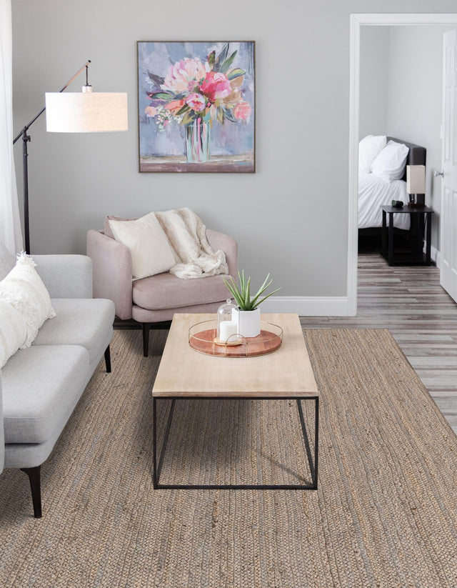 Gray 9' x 12' 2 Braided Jute Rectangle Area Rug 100% Jute Hand Braided Natural Eco-Friendly Boho Style Carpet for Living Rooms Dining Office Space Dorms for Sale at Rug Engine
