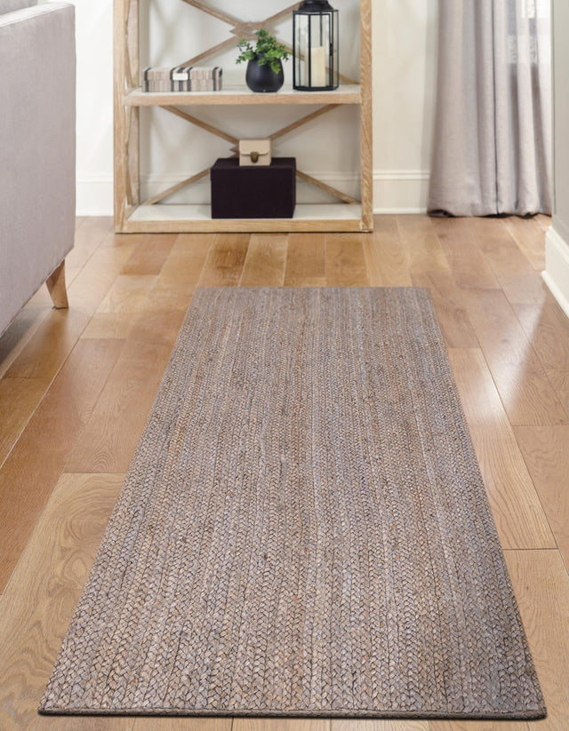 Gray 2' 7 x 6' 1 Braided Jute Runner Area Rug 100% Jute Hand Braided Natural Eco-Friendly Boho Style Carpet for Living Rooms Dining Office Space Dorms for Sale at Rug Engine