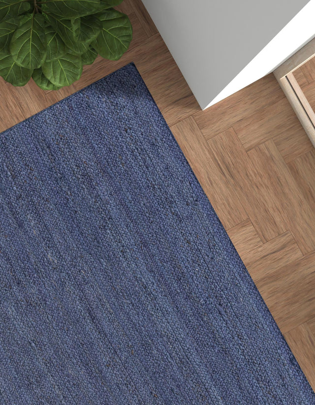 Navy Blue 5' 1 x 8' Braided Jute Rectangle Area Rug 100% Jute Hand Braided Natural Eco-Friendly Boho Style Carpet for Living Rooms Dining Office Space Dorms for Sale at Rug Engine