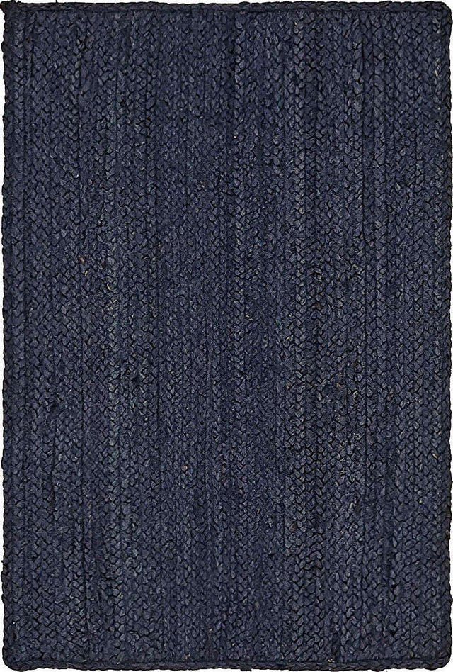 Navy Blue 2' x 3' 1 Braided Jute Rectangle Area Rug 100% Jute Hand Braided Natural Eco-Friendly Boho Style Carpet for Living Rooms Dining Office Space Dorms for Sale at Rug Engine