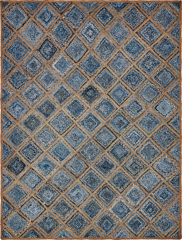 Blue 9' x 12' 2 Braided Jute Rectangle Area Rug 100% Jute Hand Braided Natural Eco-Friendly Boho Style Carpet for Living Rooms Dining Office Space Dorms for Sale at Rug Engine
