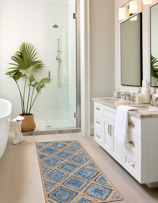 Blue 3' x 6' 1 Braided Jute Runner Rug