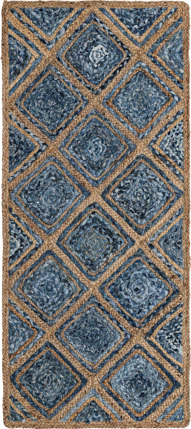 Blue 3' x 6' 1 Braided Jute Runner Rug