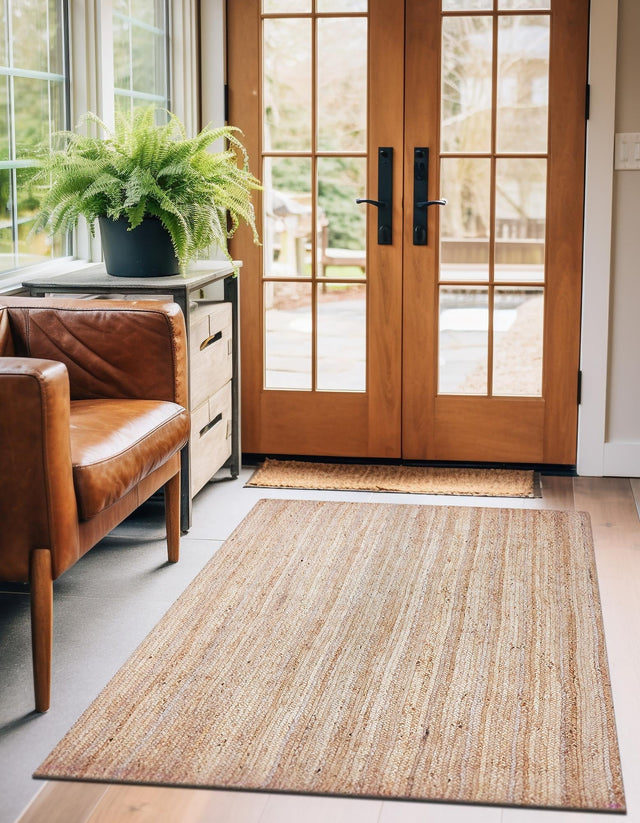 Natural 4' 1 x 6' 1 Braided Jute Rectangle Area Rug 100% Jute Hand Braided Natural Eco-Friendly Boho Style Carpet for Living Rooms Dining Office Space Dorms for Sale at Rug Engine
