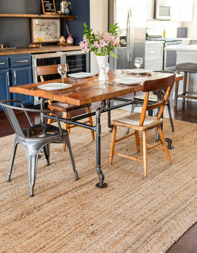 Natural 4' 1 x 6' 1 Braided Jute Rectangle Area Rug 100% Jute Hand Braided Natural Eco-Friendly Boho Style Carpet for Living Rooms Dining Office Space Dorms for Sale at Rug Engine