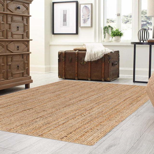 Natural 4' 1 x 6' 1 Braided Jute Rectangle Area Rug 100% Jute Hand Braided Natural Eco-Friendly Boho Style Carpet for Living Rooms Dining Office Space Dorms for Sale at Rug Engine
