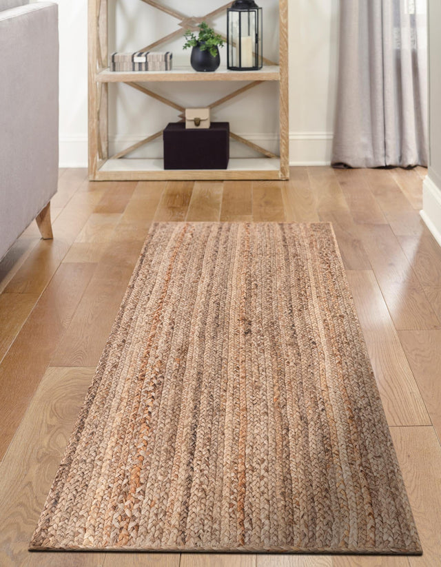 Natural 2' 8 x 8' 10 Braided Jute Runner Area Rug 100% Jute Hand Braided Natural Eco-Friendly Boho Style Carpet for Living Rooms Dining Office Space Dorms for Sale at Rug Engine