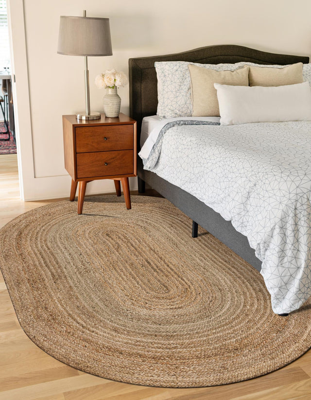 Natural 8' x 10' Braided Jute Oval Area Rug 100% Jute Hand Braided Natural Eco-Friendly Boho Style Carpet for Living Rooms Dining Office Space Dorms for Sale at Rug Engine
