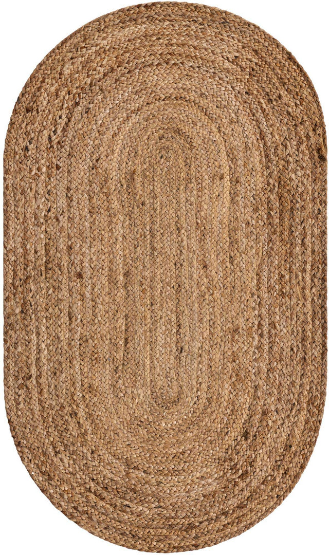 Natural 3' 3 x 5' 1 Braided Jute Oval Area Rug 100% Jute Hand Braided Natural Eco-Friendly Boho Style Carpet for Living Rooms Dining Office Space Dorms for Sale at Rug Engine