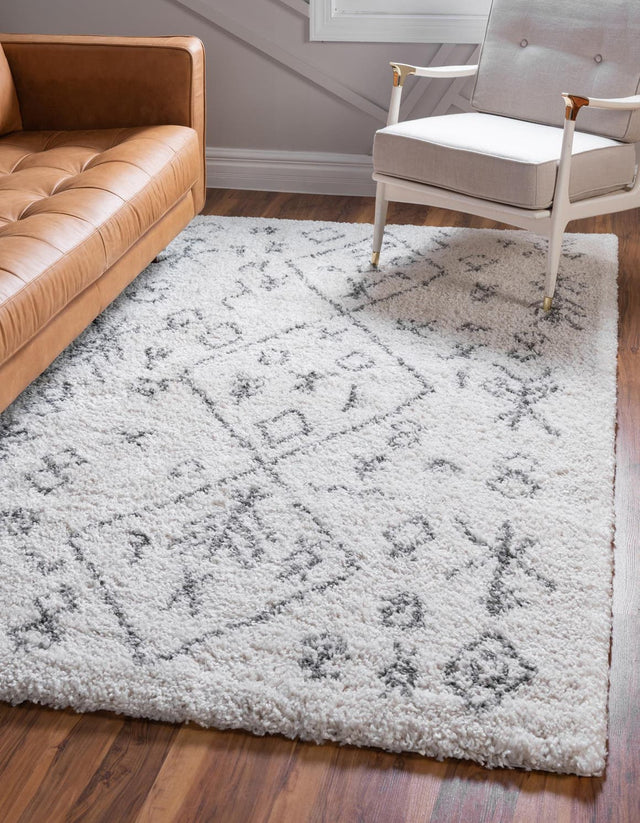 Pure Ivory 7' 10 x 10' Rabat Shag Rectangle Area Rug Thick Soft Touch Fluffy & Plush Shaggy Pile