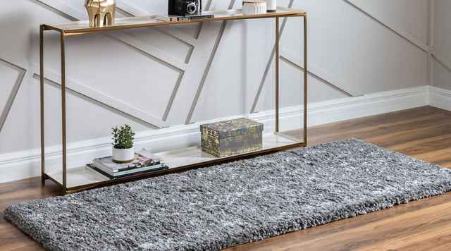 Gray 2' 7 x 6' 1 Rabat Shag Runner Area Rug Thick Soft Touch Fluffy & Plush Shaggy Pile Durable Geometric Carpet for Luxury Interior Design for Sale at Rug Engine