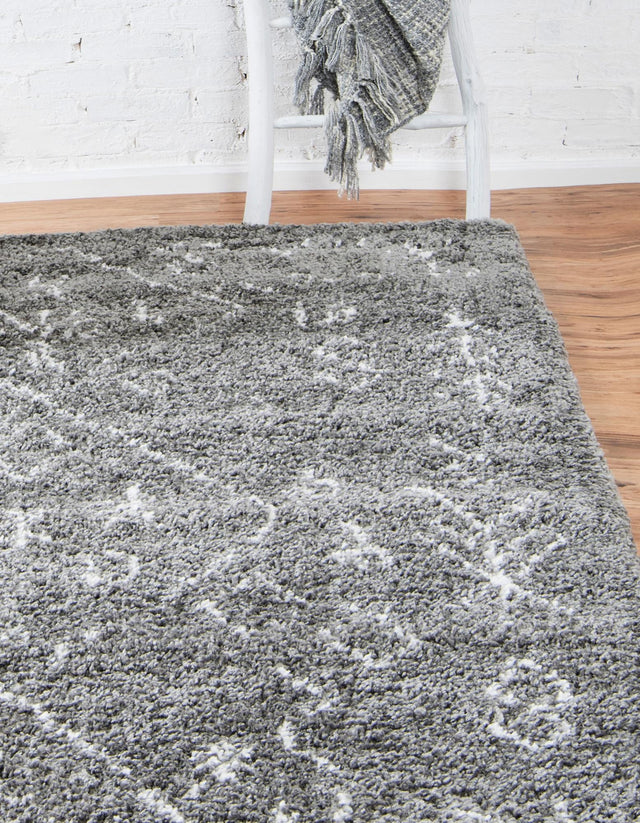 Gray 5' 1 x 8' Rabat Shag Rectangle Area Rug Thick Soft Touch Fluffy & Plush Shaggy Pile Durable Geometric Carpet for Luxury Interior Design for Sale at Rug Engine