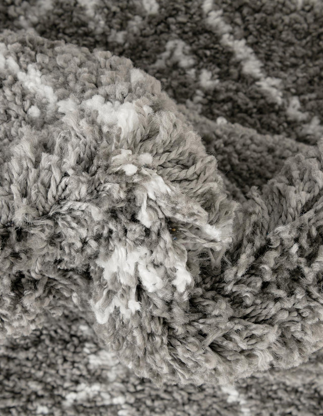 Gray 5' 1 x 8' Rabat Shag Rectangle Area Rug Thick Soft Touch Fluffy & Plush Shaggy Pile Durable Geometric Carpet for Luxury Interior Design for Sale at Rug Engine