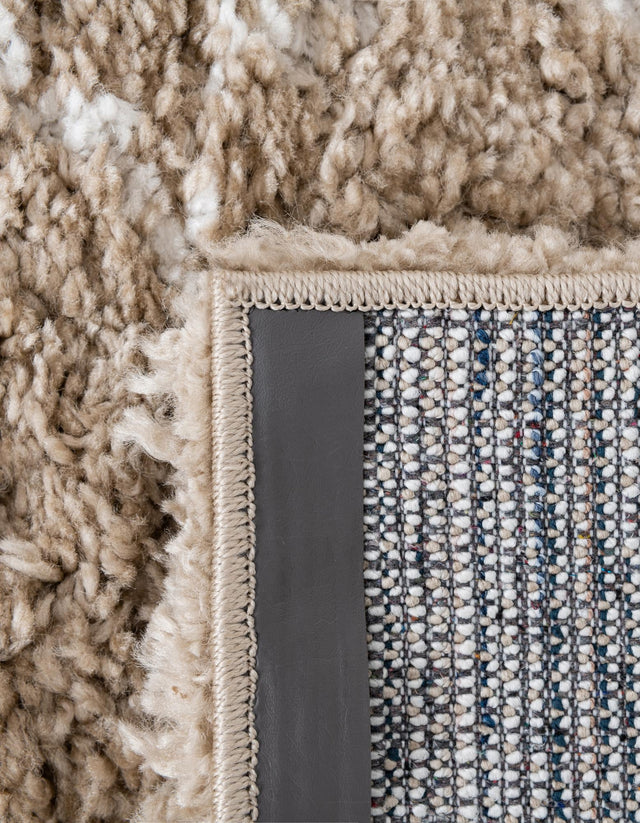 Taupe 2' 7 x 6' 1 Rabat Shag Runner Area Rug Thick Soft Touch Fluffy & Plush Shaggy Pile Durable Geometric Carpet for Luxury Interior Design for Sale at Rug Engine