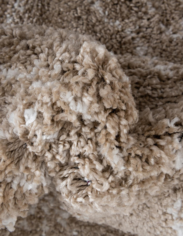 Taupe 8' x 8' Rabat Shag Square Area Rug Thick Soft Touch Fluffy & Plush Shaggy Pile