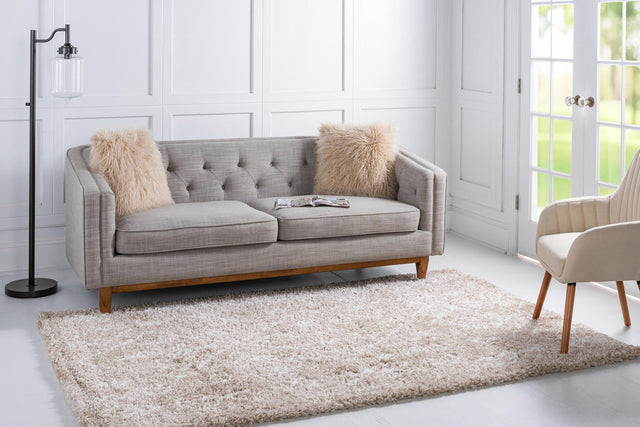 Taupe 4' 1 x 6' 1 Rabat Shag Rectangle Area Rug Thick Soft Touch Fluffy & Plush Shaggy Pile Durable Geometric Carpet for Luxury Interior Design for Sale at Rug Engine