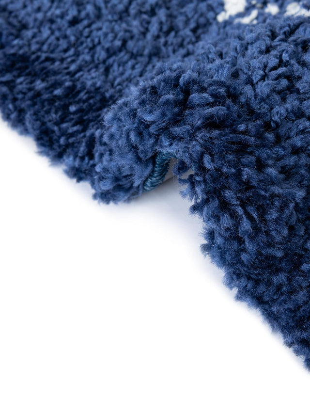 Navy Blue 8' x 8' Rabat Shag Square Area Rug Thick Soft Touch Fluffy & Plush Shaggy Pile