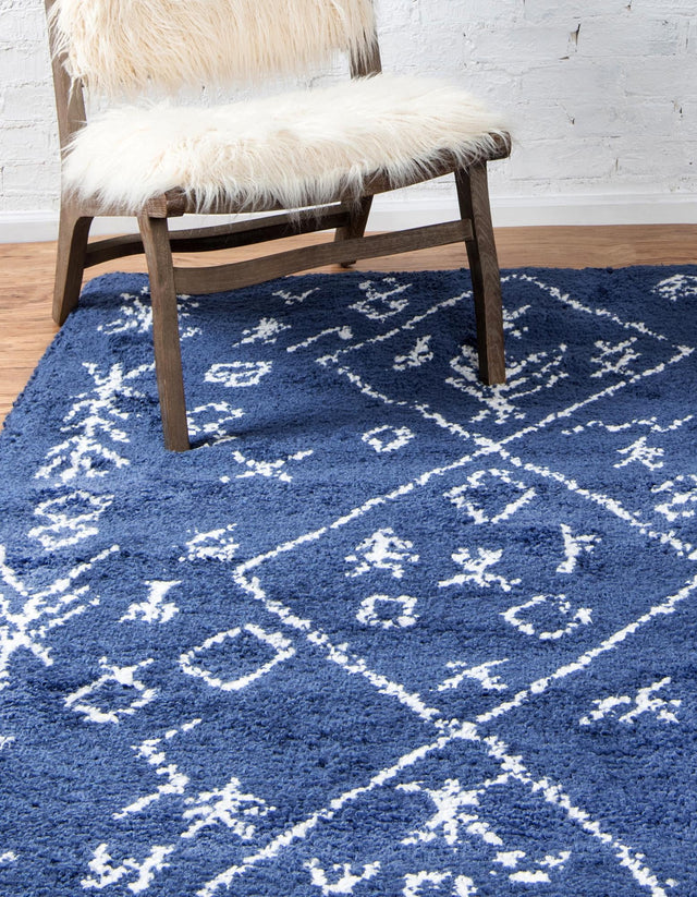 Navy Blue 5' 1 x 8' Rabat Shag Rectangle Area Rug Thick Soft Touch Fluffy & Plush Shaggy Pile Durable Geometric Carpet for Luxury Interior Design for Sale at Rug Engine