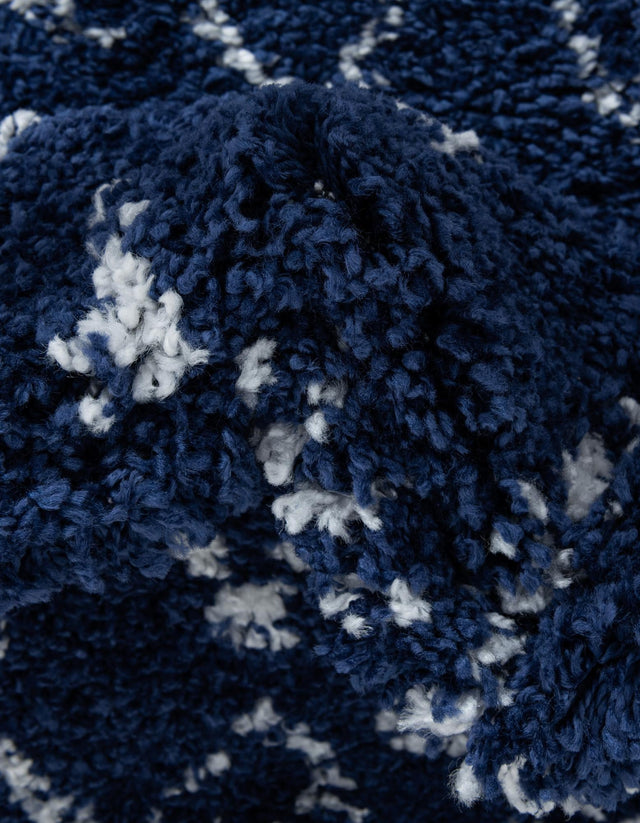 Navy Blue 4' 1 x 6' 1 Rabat Shag Rectangle Area Rug Thick Soft Touch Fluffy & Plush Shaggy Pile Durable Geometric Carpet for Luxury Interior Design for Sale at Rug Engine