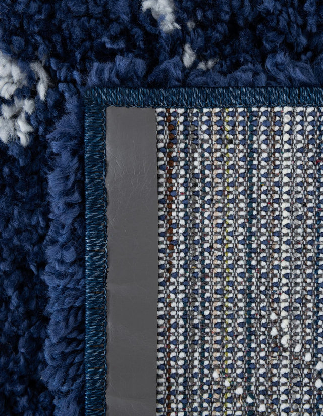 Navy Blue 4' 1 x 6' 1 Rabat Shag Rectangle Area Rug Thick Soft Touch Fluffy & Plush Shaggy Pile Durable Geometric Carpet for Luxury Interior Design for Sale at Rug Engine