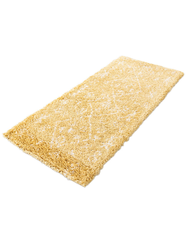 Yellow 2' 7 x 6' 1 Rabat Shag Runner Area Rug Thick Soft Touch Fluffy & Plush Shaggy Pile Durable Geometric Carpet for Luxury Interior Design for Sale at Rug Engine