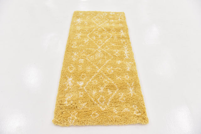 Yellow 2' 7 x 6' 1 Rabat Shag Runner Area Rug Thick Soft Touch Fluffy & Plush Shaggy Pile Durable Geometric Carpet for Luxury Interior Design for Sale at Rug Engine